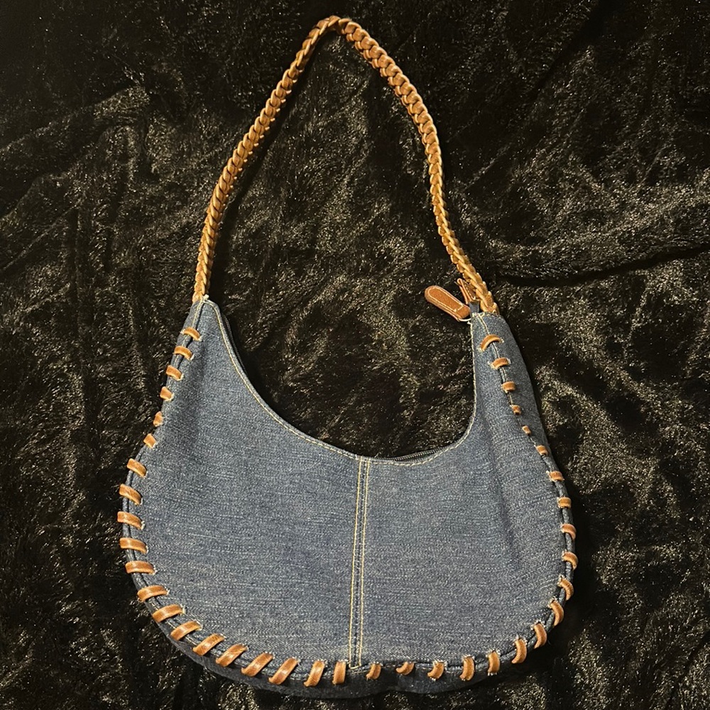 Small Jean purse with faux leather trim